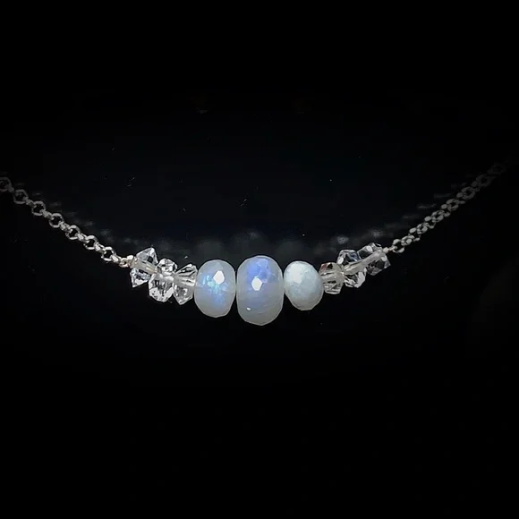 Moonstone & Herkimer Diamond Chocker Necklace! SALE! - Picture 6 of 8